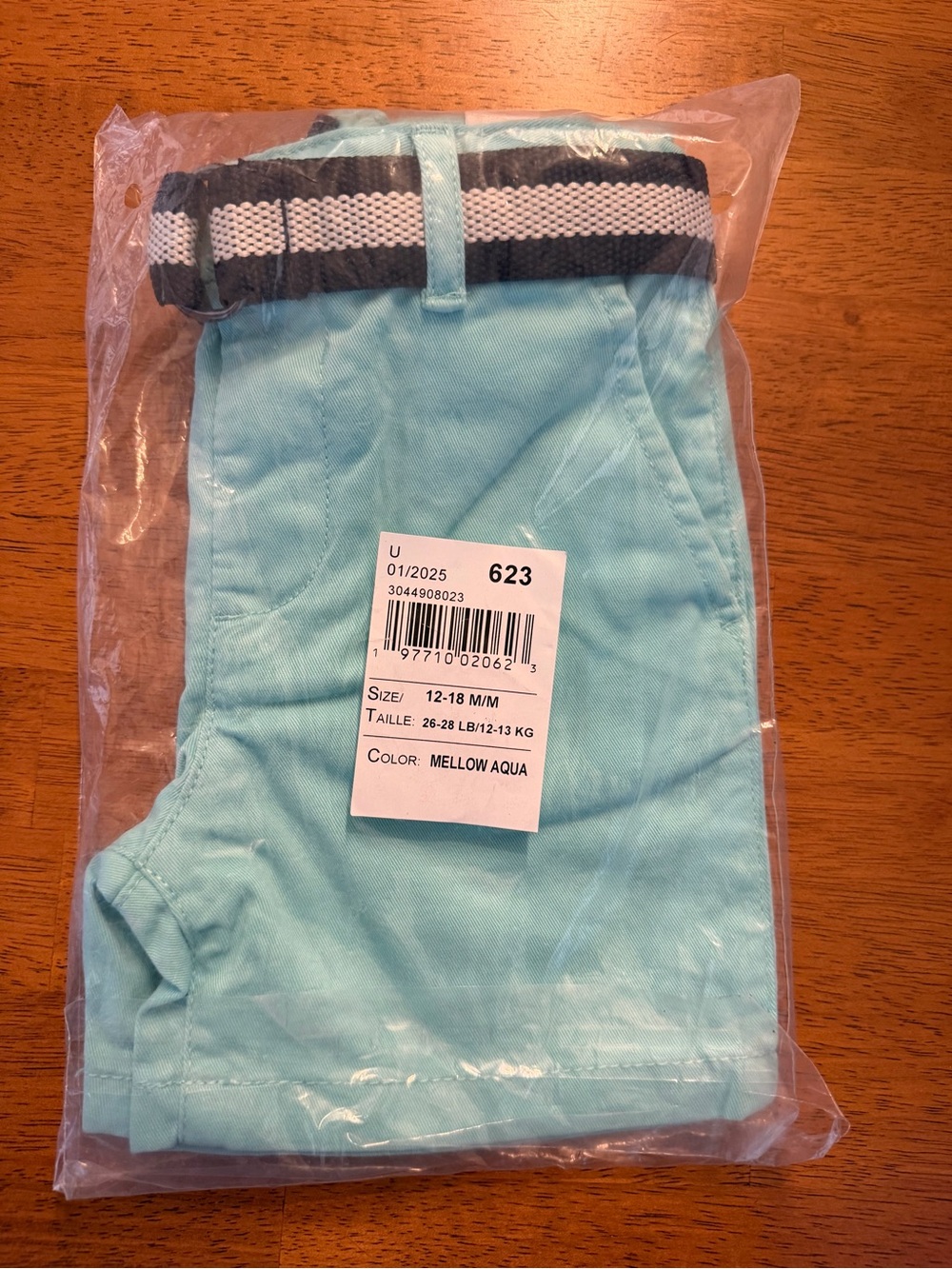 The Children’s Place 12-18 Months Mellow Aqua Belted Chino Shorts